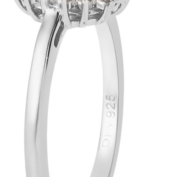 LUSTRO STELLA Made with Finest CZ Halo Ring in Platinum Over Sterling Silver - Picture 4 of 10